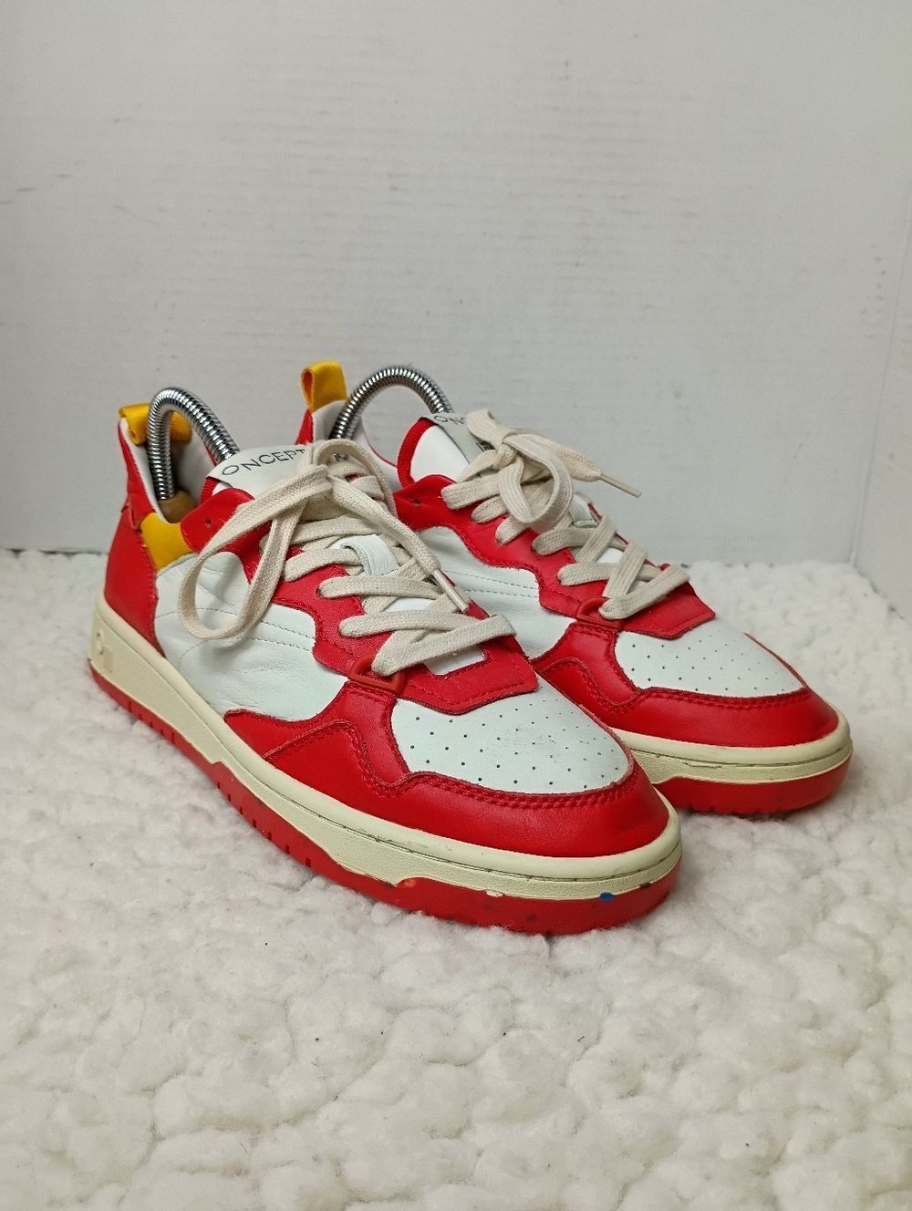 Oncept Phoenix Low Top Sneaker Retro Red Leather Women's 8.5 Luxury Casual Shoes